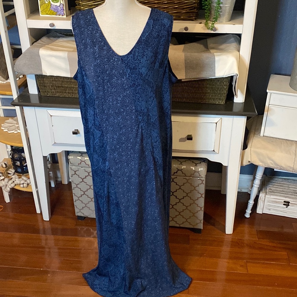 Maggie McNaughton Blue Pattern Maxi Sleeveless Dress Size 3X